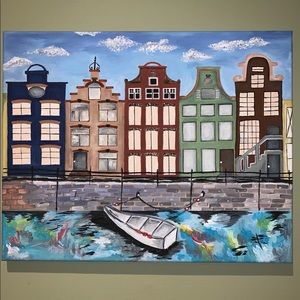 Amesterdam building Original Hand-painted painting
